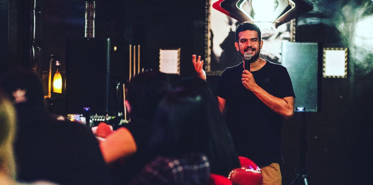 Jason performing at a club